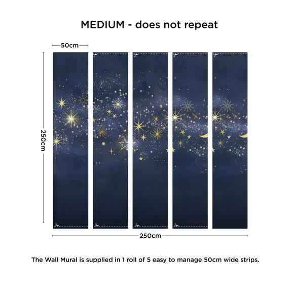 Celestial Wall Mural with Matt Finish - Blue