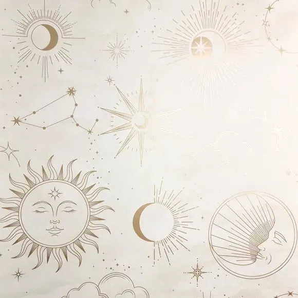 Celestial Wallpaper with Metallic Highlights - Gold
