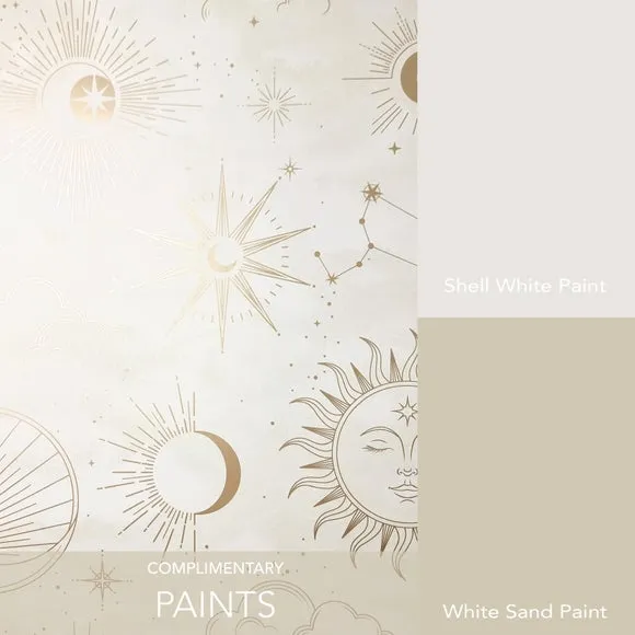 Celestial Wallpaper with Metallic Highlights - Gold