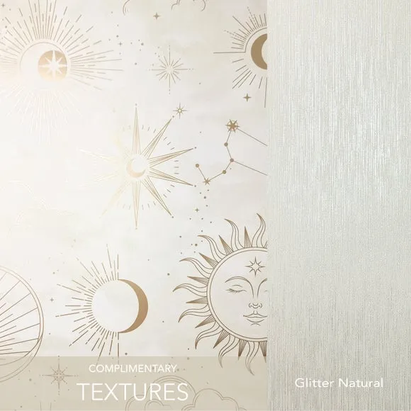 Celestial Wallpaper with Metallic Highlights - Gold