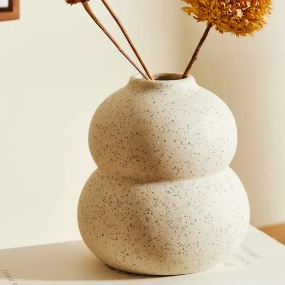 Ceramic Bud Vase with Speckled Finish - White