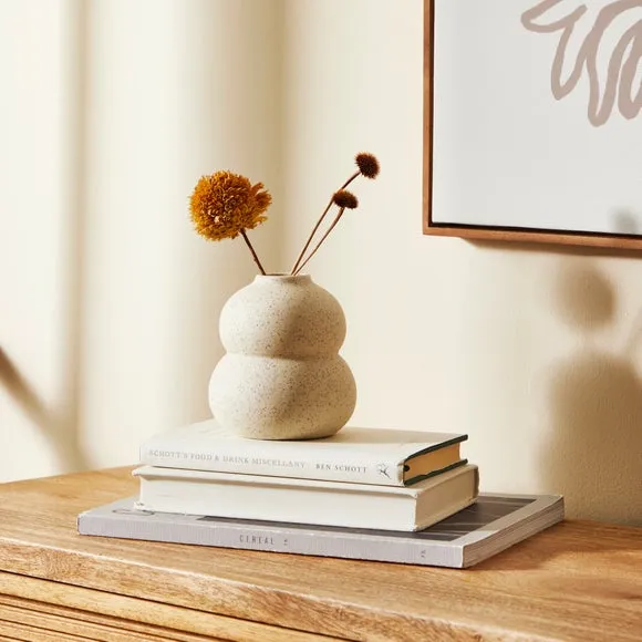 Ceramic Bud Vase with Speckled Finish - White image