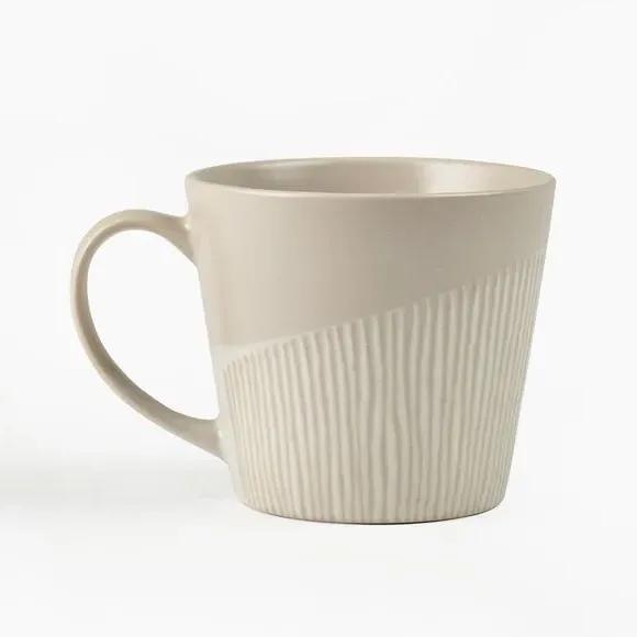 Ceramic Mug with Wax Resist Design - Cream