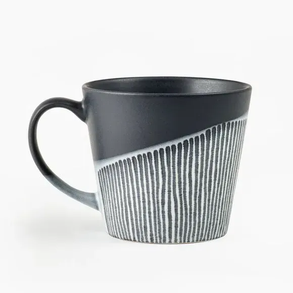 Ceramic Mug with Wax Resist Design - Grey