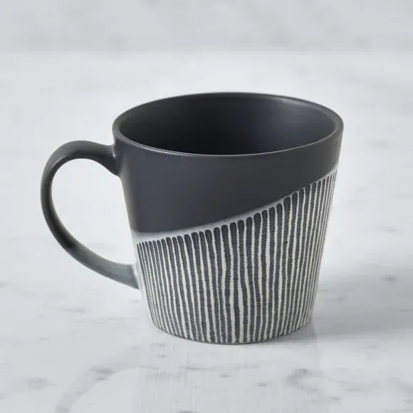 Ceramic Mug with Wax Resist Design - Grey