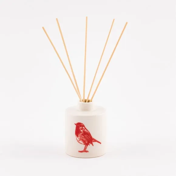 Ceramic Reed Diffuser with Robin Design - White
