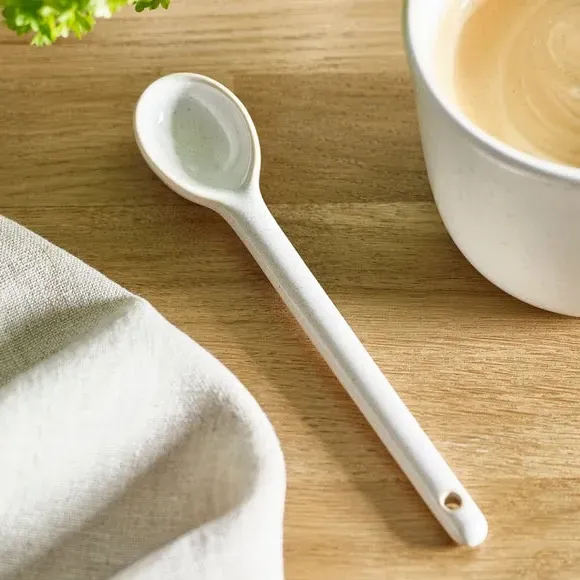 Ceramic Serving Spoon - White, Stoneware image