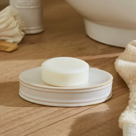 Ceramic Soap Dish - White, Reactive Glaze image