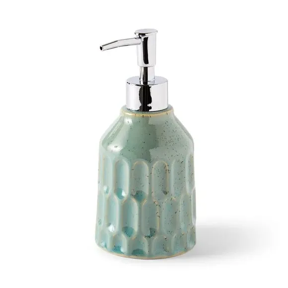 Ceramic Soap Dispenser - Green, Glazed Stoneware