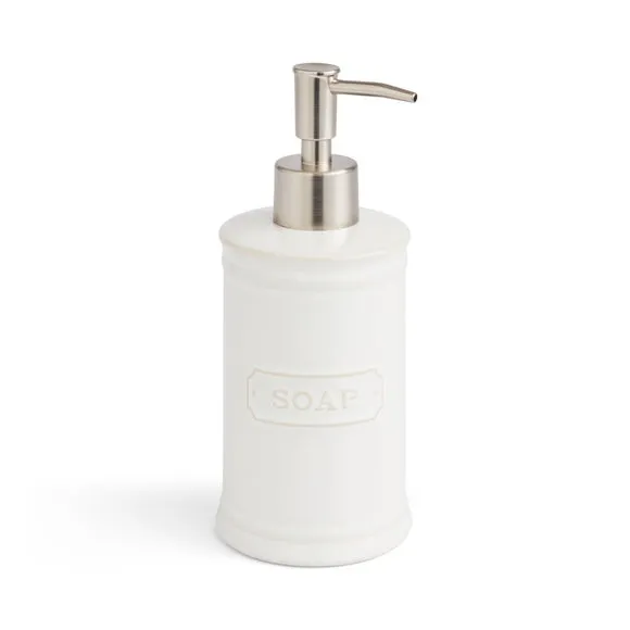 Ceramic Soap Dispenser with Pump - White