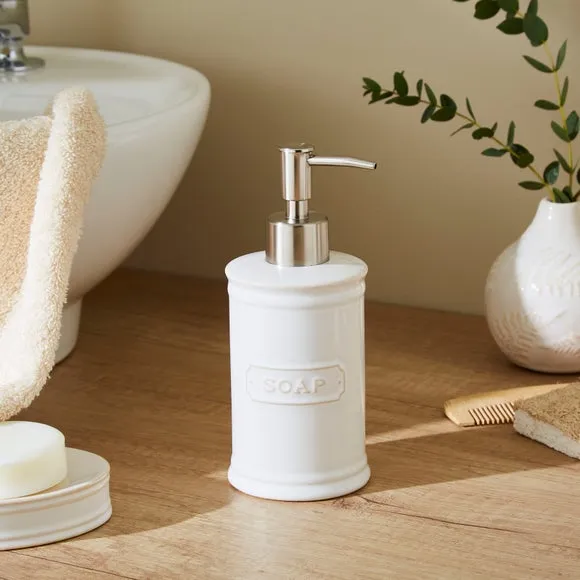 Ceramic Soap Dispenser with Pump - White image