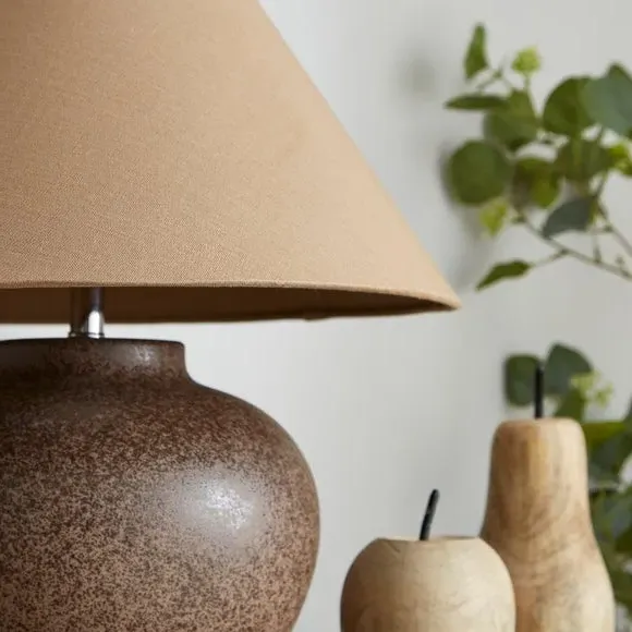 Ceramic Table Lamp with Fabric Shade - Brown