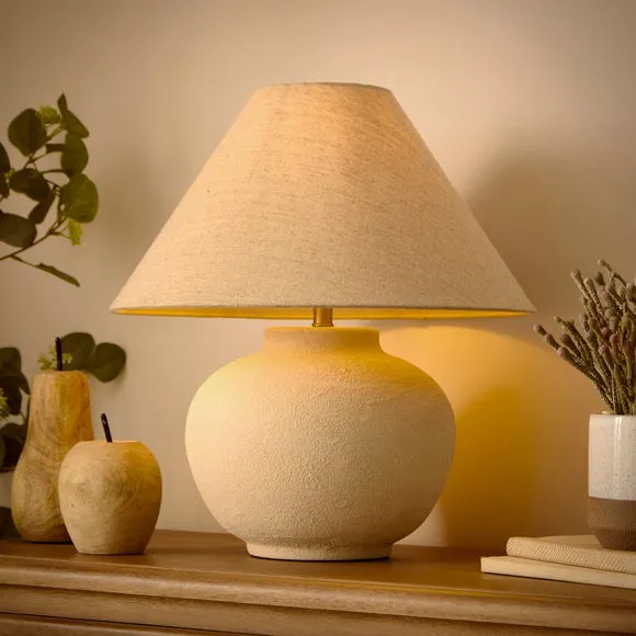 Ceramic Table Lamp with Fabric Shade - Natural