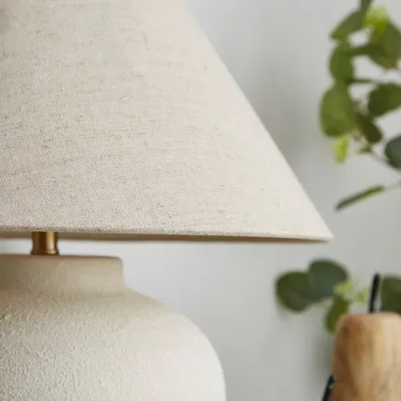 Ceramic Table Lamp with Fabric Shade - Natural