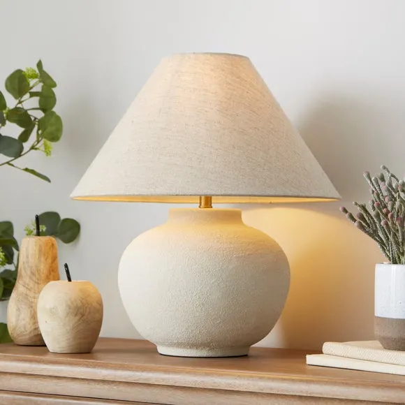 Ceramic Table Lamp with Fabric Shade - Natural