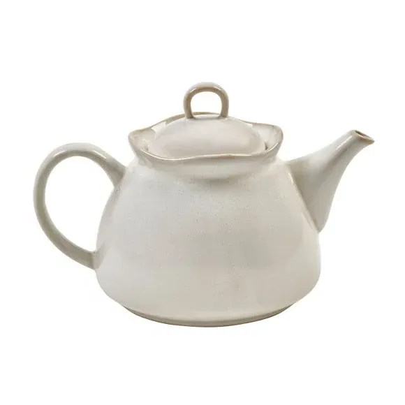 Ceramic Tea Pot with Reactive Glaze - White