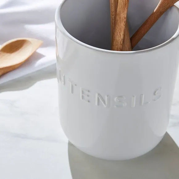 Ceramic Utensil Holder - White