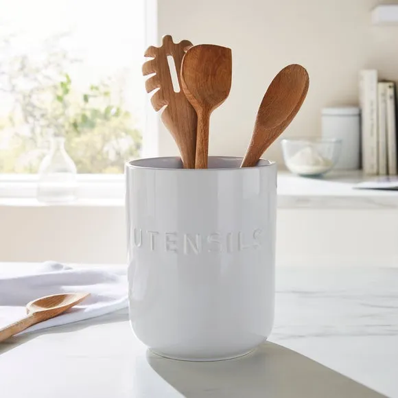 Ceramic Utensil Holder - White