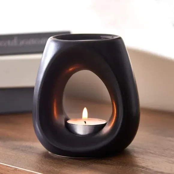Ceramic Wax Melt Burner - Black, Stoneware