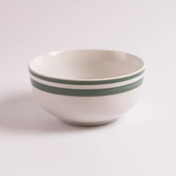 Cereal Bowl Hand-Painted - Green, Porcelain
