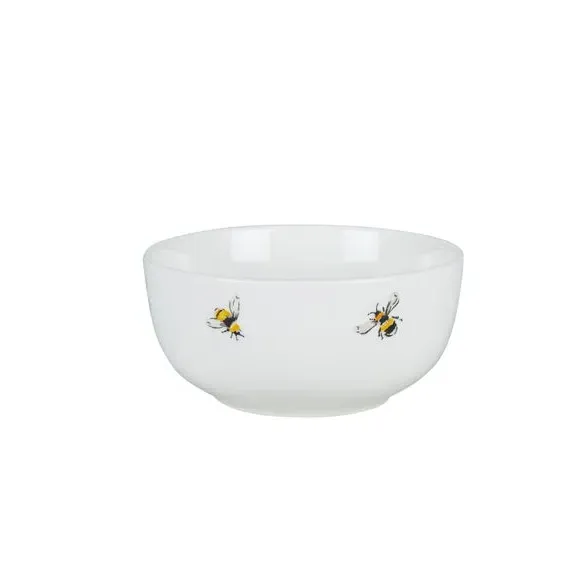 Cereal Bowl with Bee Design - White, Porcelain image