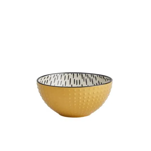 Cereal Bowl with Dashed Pattern - Ochre, Stoneware image