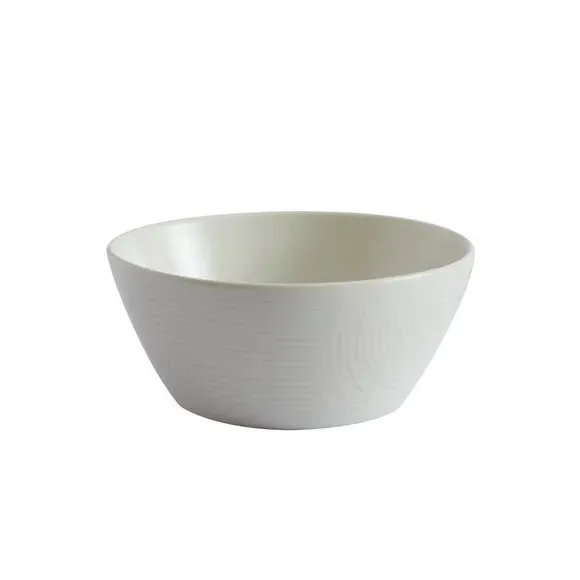 Cereal Bowl with Embossed Design - White, Stoneware