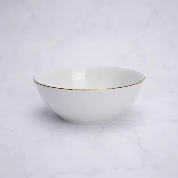 Cereal Bowl with Gold Rim - White, Porcelain image