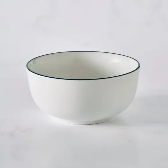 Cereal Bowl with Palm Design - Teal, Porcelain image