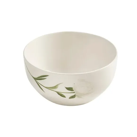 Cereal Bowl with Peony Design - Cream, Porcelain