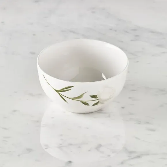 Cereal Bowl with Peony Design - Cream, Porcelain image
