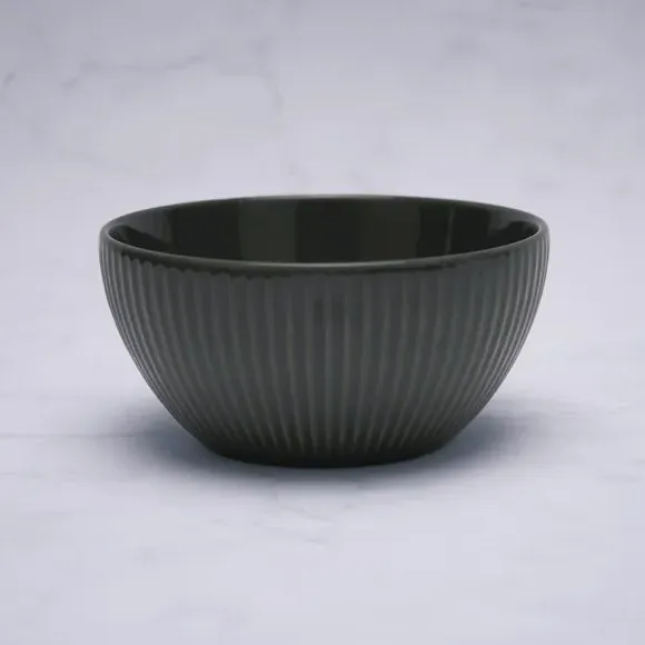 Cereal Bowl with Ribbed Edge - Charcoal, Stoneware image