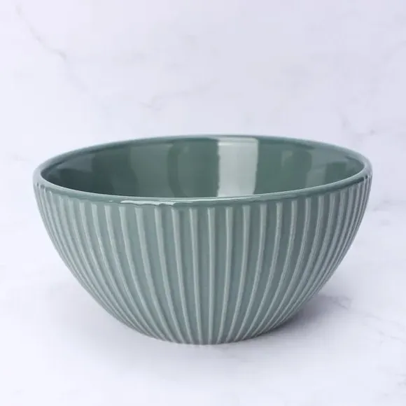 Cereal Bowl with Ribbed Edge - Forest, Stoneware