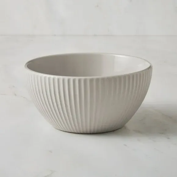Cereal Bowl with Ribbed Edge - Grey, Stoneware