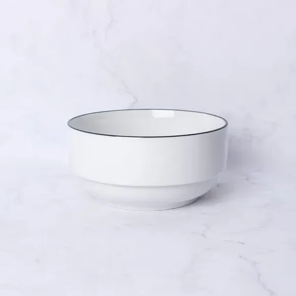 Cereal Bowl with Rim Detail - Charcoal, Porcelain image