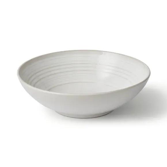 Cereal Bowl with Ripple Design - White, Stoneware