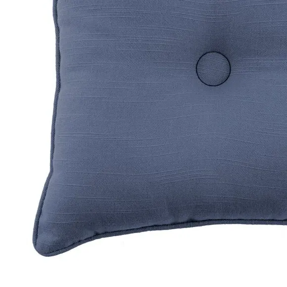 Chair Seat Pad with Button Detail - Blue, Cotton