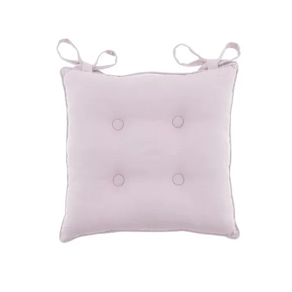 Chair Seat Pad with Button Detail - Lilac, Cotton
