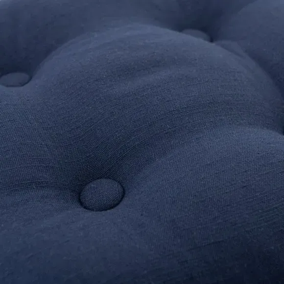 Chair Seat Pad with Button Detail - Navy, Cotton