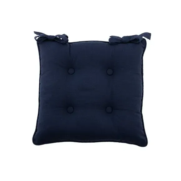 Chair Seat Pad with Button Detail - Navy, Cotton