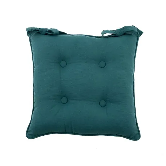 Chair Seat Pad with Button Detail - Peacock, Cotton