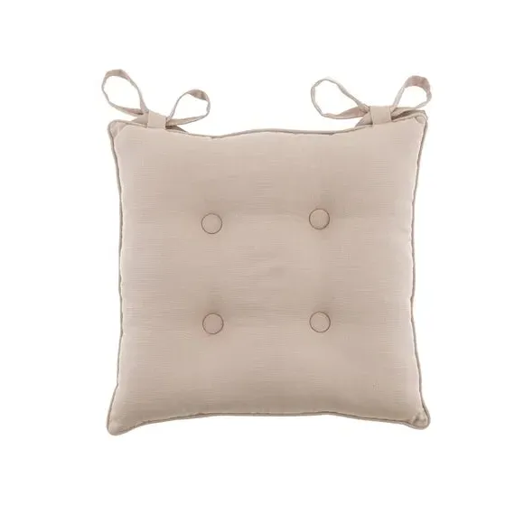Chair Seat Pad with Button Detail - Pebble, Cotton