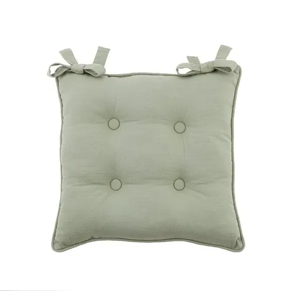 Chair Seat Pad with Button Detail - Sage, Cotton