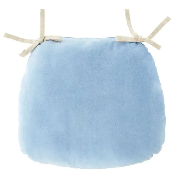 Chair Seat Pad with Ties - Blue, Cotton Velvet