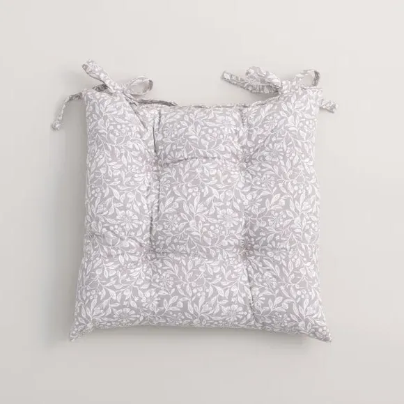 Chair Seat Pad with Ties - Grey, Cotton