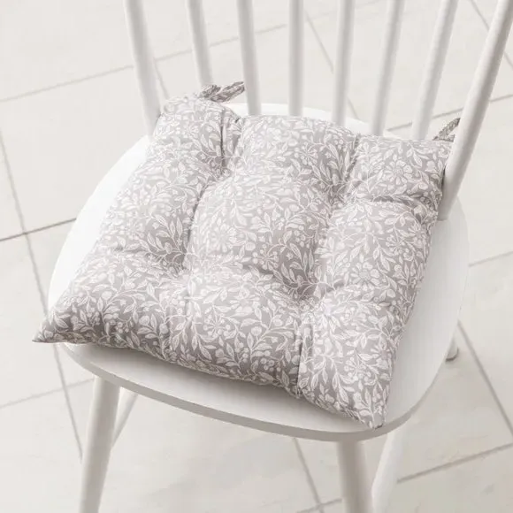 Chair Seat Pad with Ties - Grey, Cotton image