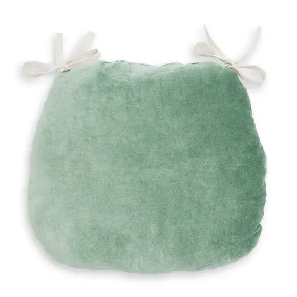 Chair Seat Pad with Ties - Mint, Cotton Velvet