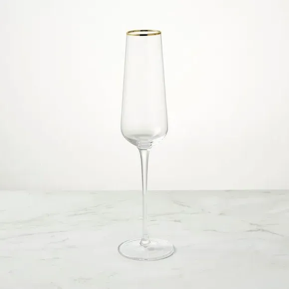 Champagne Flute with Gold Band - Clear, Glass image