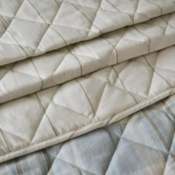 Check Bedspread - Green, Brushed Cotton