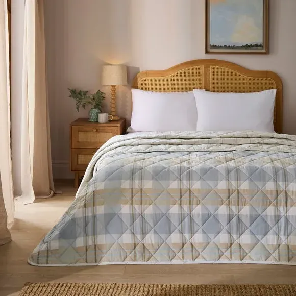 Check Bedspread - Green, Brushed Cotton image